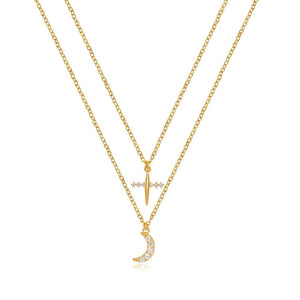 Cross & Moon Halskette | Gold - Piercd