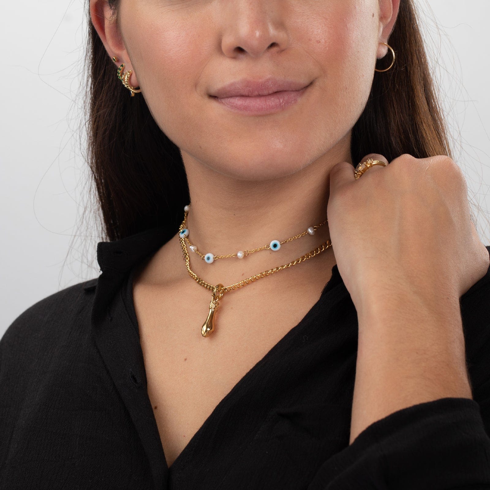 Pearl Eyes Halskette | Gold - Piercd