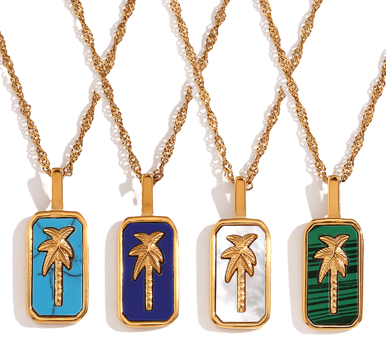 The Palm Halskette | Gold | 4 versch. Farben - Piercd